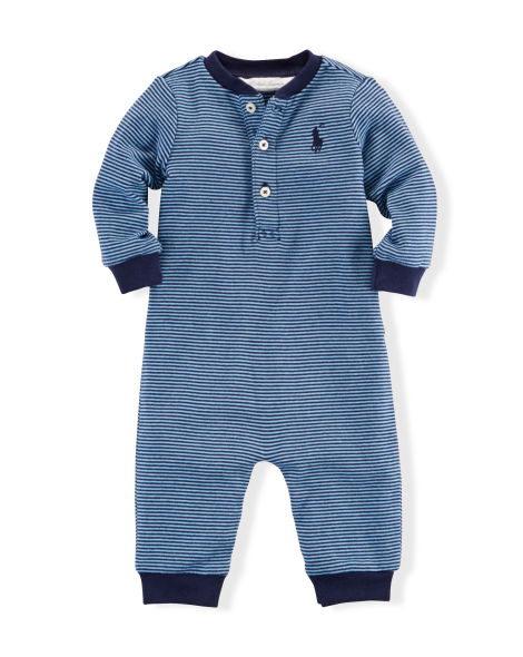 STRIPED COTTON HENLEY COVERALL