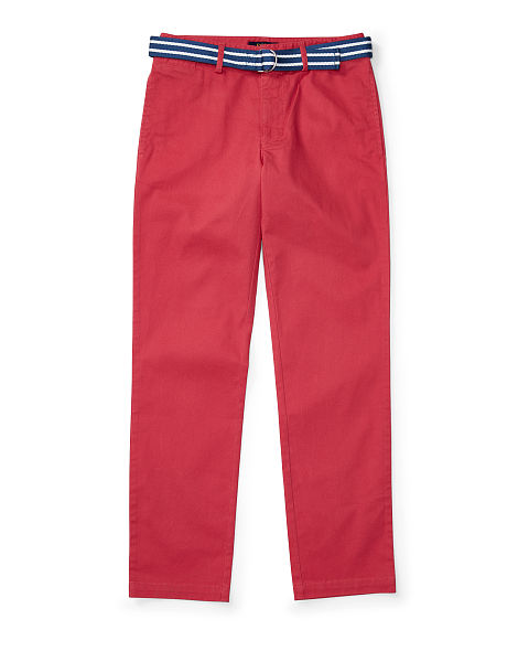 BELTED STRETCH COTTON CHINO